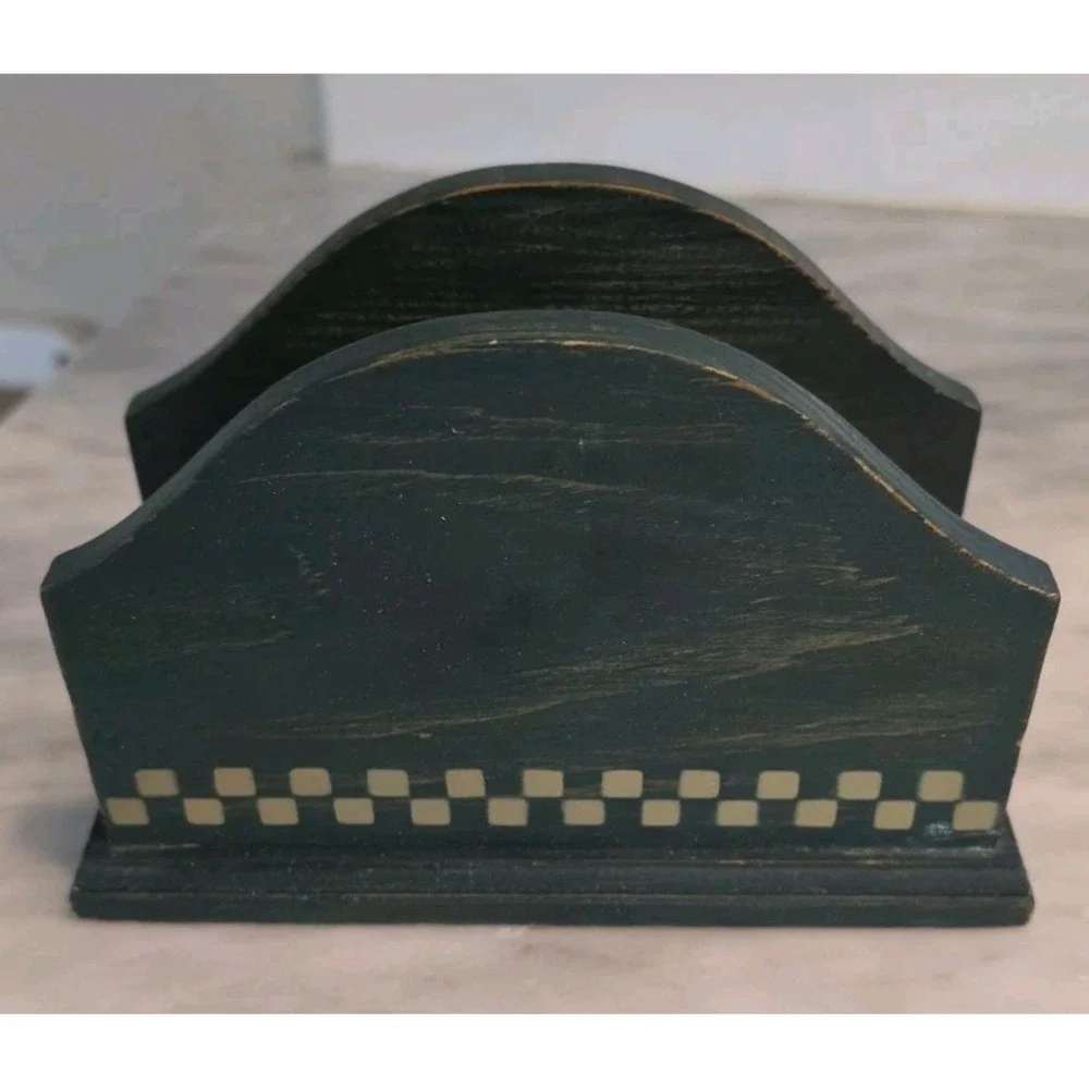 1990's Country Style Apple Wood Napkin Holder